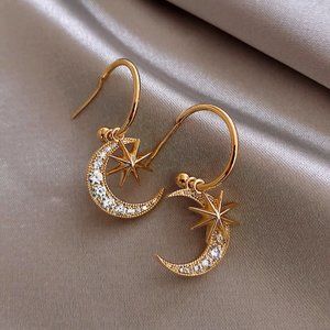 Crescent Moon Star Earrings